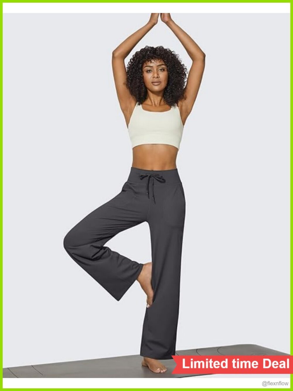 Wide Leg Yoga Sweatpants High Rise Drawstring Pockets - Picture 2 of 6